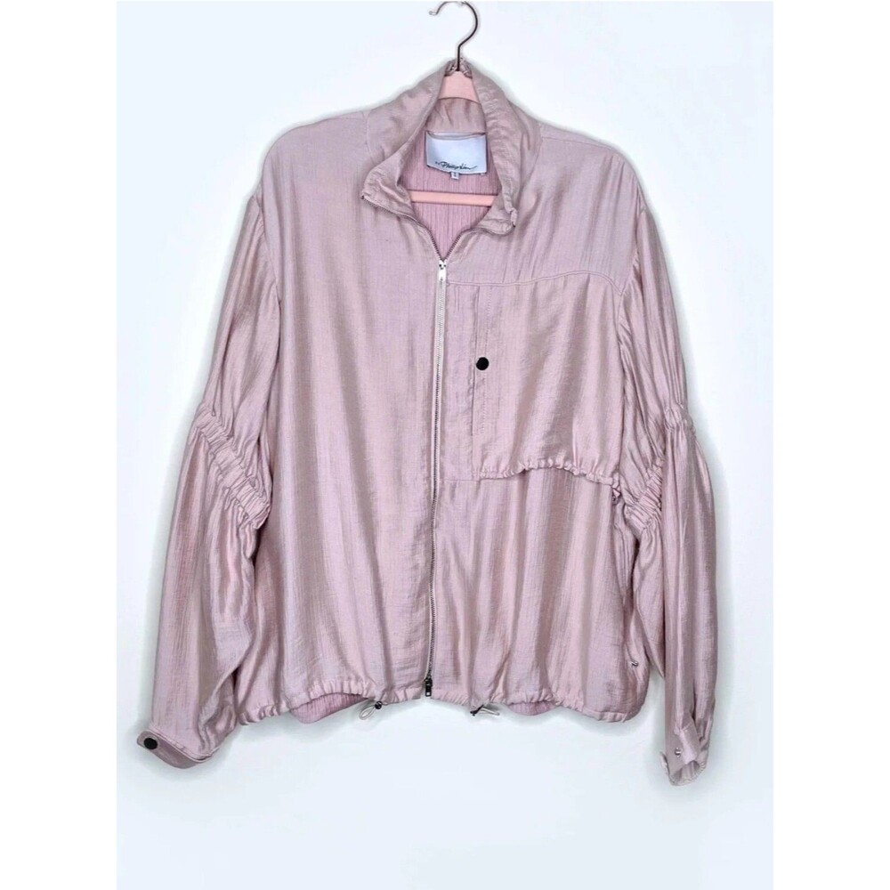 3.1 Phillip Lim Cinched Sleeve Anorak Jacket Lightweight Rose Pink Zip Sz M New